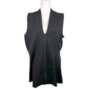 Lynn Ritchie Silver Black V-Neck Front Zipper Fit & Flare Dress Size Large